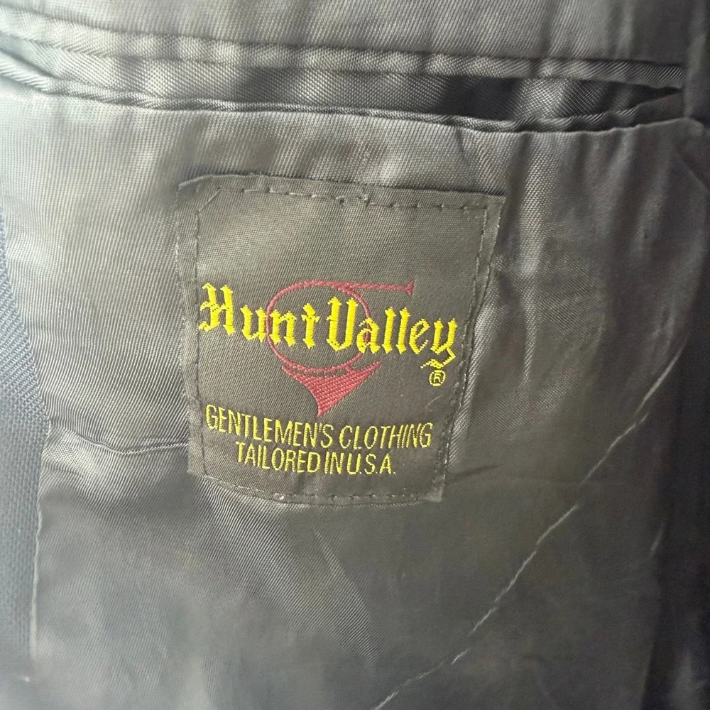 Hunt Valley Blazer Mens 46R Navy Blue Gold Crest Button USA Preppy Ivy Sport